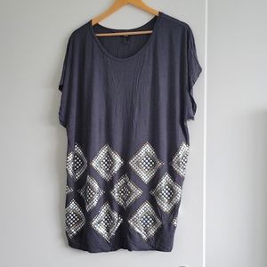 Gray/ Gold Sequined shirt dress size M/L